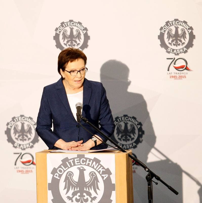 Ewa Kopacz. Slaskie University of Technology. Press Conference. 21.05.2015