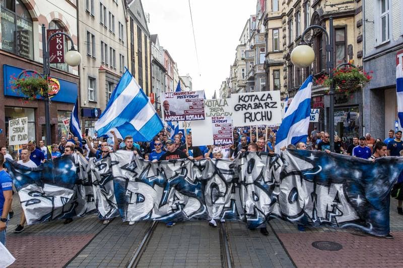 Football. Ruch Chorzow. Protest. 05.09.2019