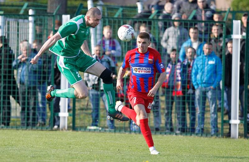 Football. III Liga Opolsko Slaska. Grunwald Ruda Slaska - Polonia Bytom. 29.04.2015