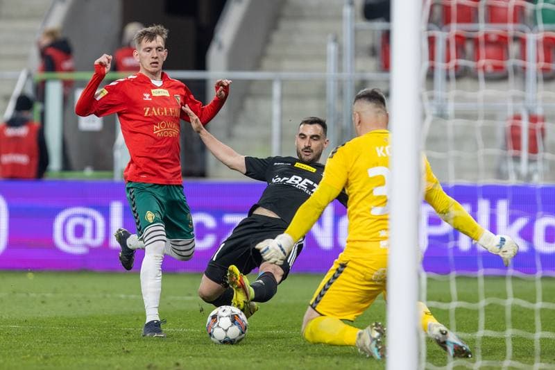 Football. Fortuna I Liga. Zaglebie Sosnowiec - LKS Lodz. 28.04.2023