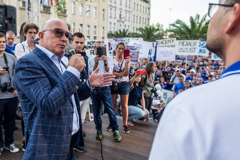 Football. Ruch Chorzow. Protest. 05.09.2019
