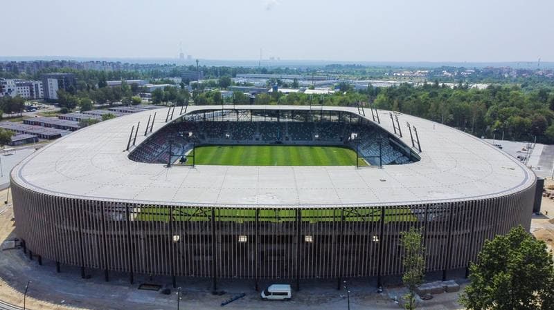 Football. Zaglebiowski Park Sportowy. Budowa obiektow. 29.06.2022