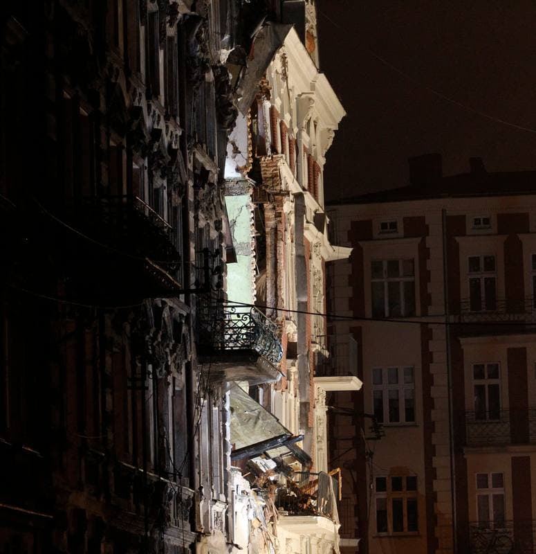 Demolition of Tenement House at Chopin Street Destroyed by Gas Explosion. Katowice. 23.10.2014