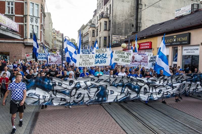 Football. Ruch Chorzow. Protest. 05.09.2019