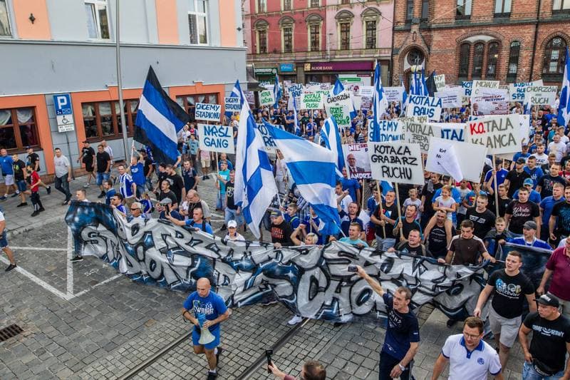 Football. Ruch Chorzow. Protest. 05.09.2019