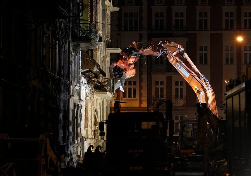 Demolition of Tenement House at Chopin Street Destroyed by Gas Explosion. Katowice. 23.10.2014