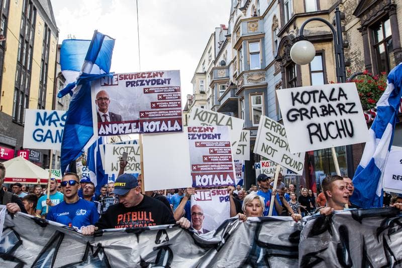 Football. Ruch Chorzow. Protest. 05.09.2019