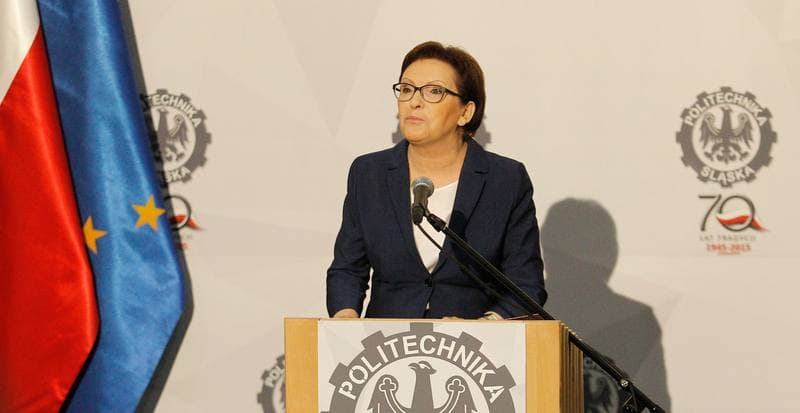 Ewa Kopacz. Silesian University of Technology. Press Conference. 21.05.2015