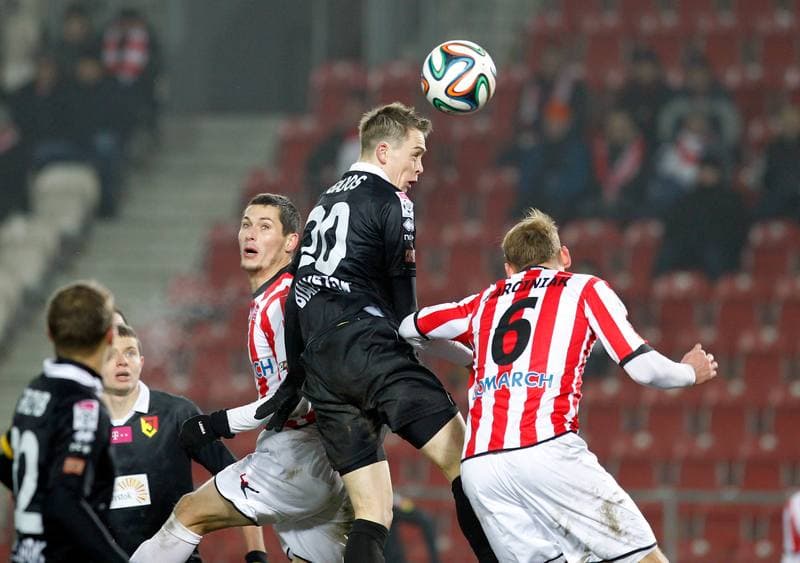 Football. T-Mobile Ekstraklasa. Cracovia Krakow - Jagiellonia Bialystok. 06.12.2014
