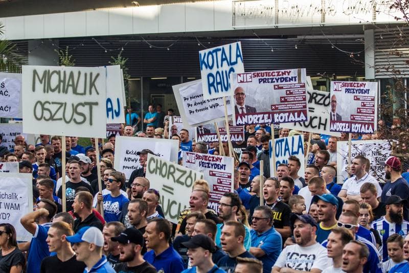 Football. Ruch Chorzow. Protest. 05.09.2019