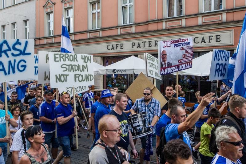 Football. Ruch Chorzow. Protest. 05.09.2019