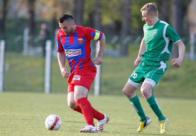 Football. III Liga Opolsko Slaska. Grunwald Ruda Slaska - Polonia Bytom. 29.04.2015