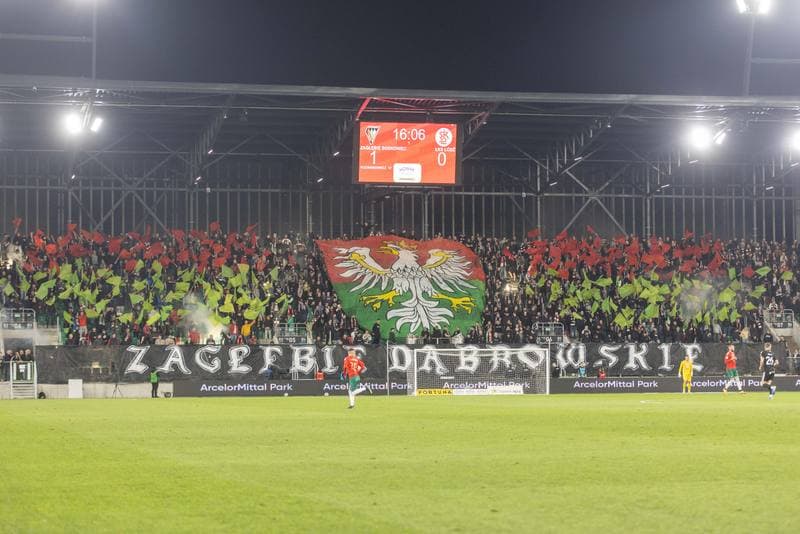 Football. Fortuna I Liga. Zaglebie Sosnowiec - LKS Lodz. 28.04.2023