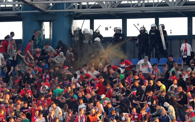 Football. T-Mobile Ekstraklasa. Wisla Krakow - Cracovia Krakow. 30.04.2012