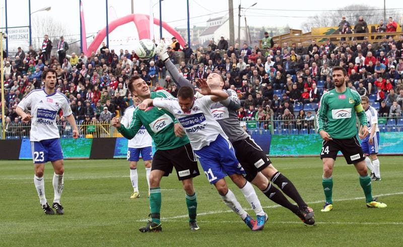 Football. T-Mobile Ekstraklasa. Podbeskidzie Bielsko-Biala - GKS Belchatow. 20.04.2013