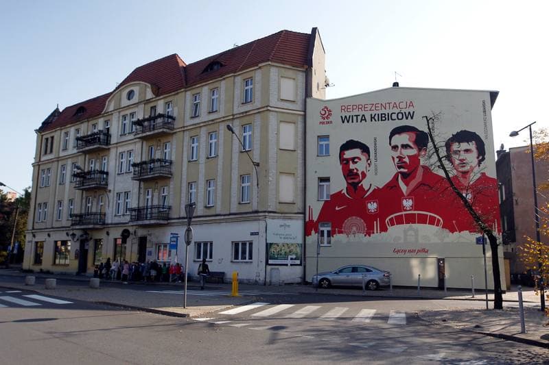 Football. Poland national team. Mural. 10.10.2018