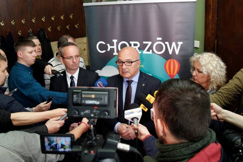 Football. Ruch Chorzow. Press Conference. 19.04.2017