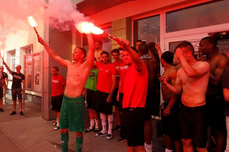 Football. Zaglebie Sosnowiec. Celebration. 27.05.2018