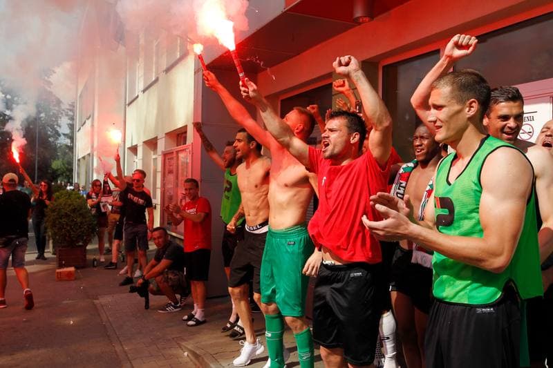 Football. Zaglebie Sosnowiec. Celebration. 27.05.2018