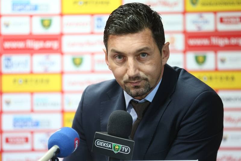 Football. GKS Katowice. Press Conference. 15.10.2018