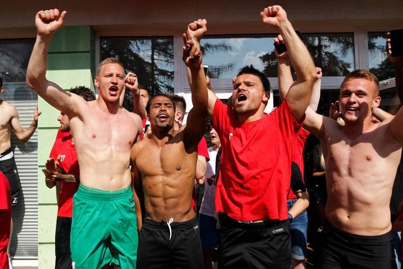 Football. Zaglebie Sosnowiec. Celebration. 27.05.2018