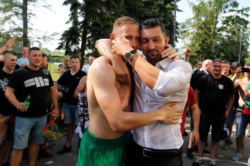 Football. Zaglebie Sosnowiec. Celebration. 27.05.2018