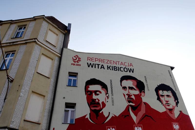 Football. Poland national team. Mural. 10.10.2018