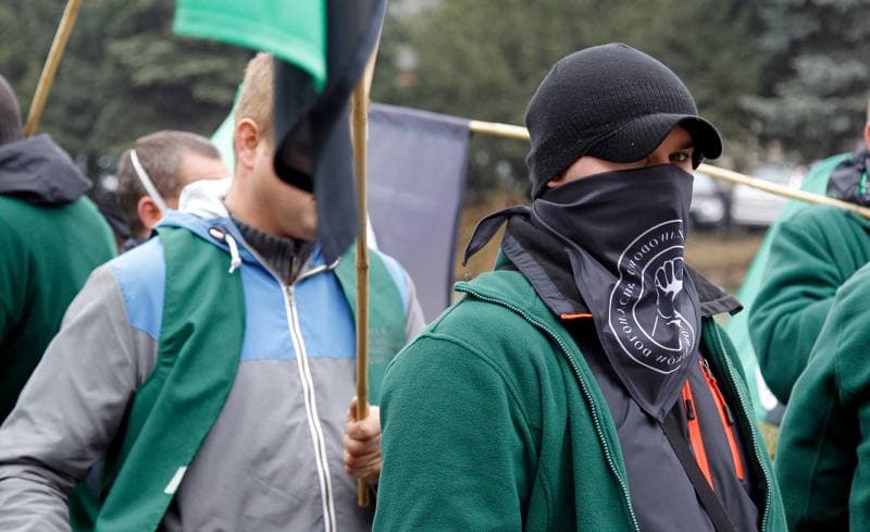 Manifestacja przed KWK Pokoj. Ruda Slaska. 13.10.2015