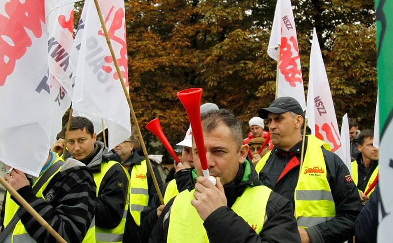 Manifestacja przed KWK Pokoj. Ruda Slaska. 13.10.2015