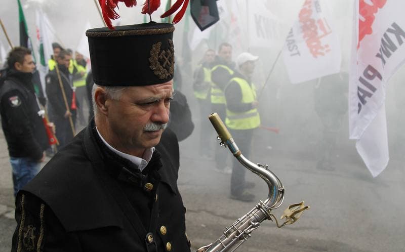 Manifestacja przed KWK Pokoj. Ruda Slaska. 13.10.2015